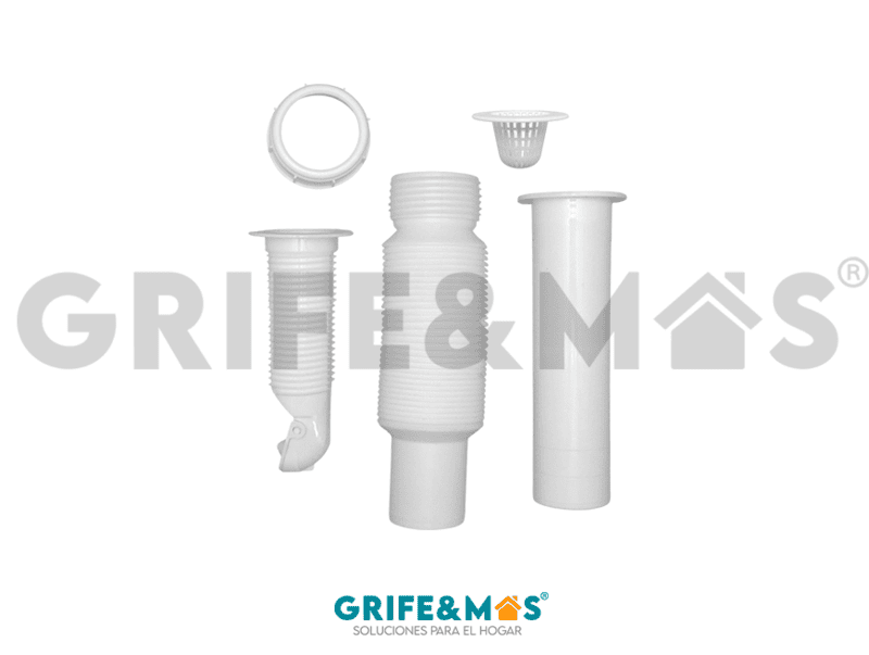 2235 CESPOL FLEXIBLE TIPO P CON ATRAPA TODO, CHECK ANTIOLORES Y EXT. DE 55 CM PARA LAVABO