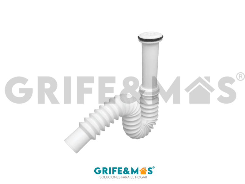 2235 CESPOL FLEXIBLE TIPO P CON ATRAPA TODO, CHECK ANTIOLORES Y EXT. DE 55 CM PARA LAVABO