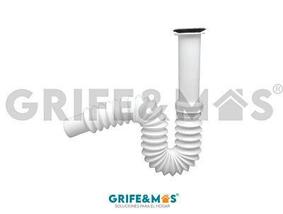 2235 CESPOL FLEXIBLE TIPO P CON ATRAPA TODO, CHECK ANTIOLORES Y EXT. DE 55 CM PARA LAVABO