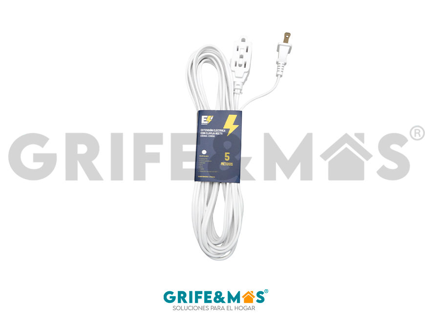 ED185B EXTENSIÓN ELÉCTRICA DE 5 MTS COLOR BLANCA CON CLAVIJA RECTA