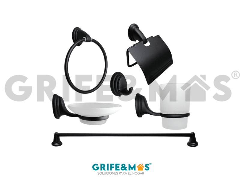SP-60006-N JUEGO DE ACCESORIOS METALICOS COLOR NEGRO MATE