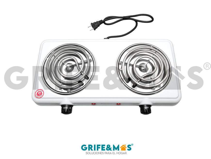 SW-23032-B PARRILLA ELÉCTRICA DE RESISTENCIA COLOR BLANCO CON 2 QUEMADORES