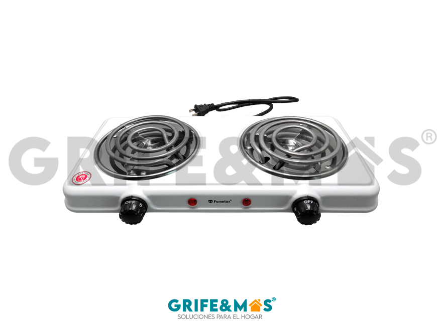 SW-23032-B PARRILLA ELÉCTRICA DE RESISTENCIA COLOR BLANCO CON 2 QUEMADORES