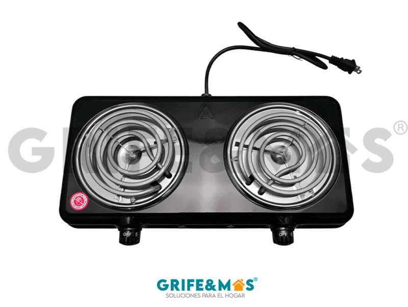 SW-23032-N PARRILLA ELÉCTRICA DE RESISTENCIA COLOR NEGRO CON 2 QUEMADORES