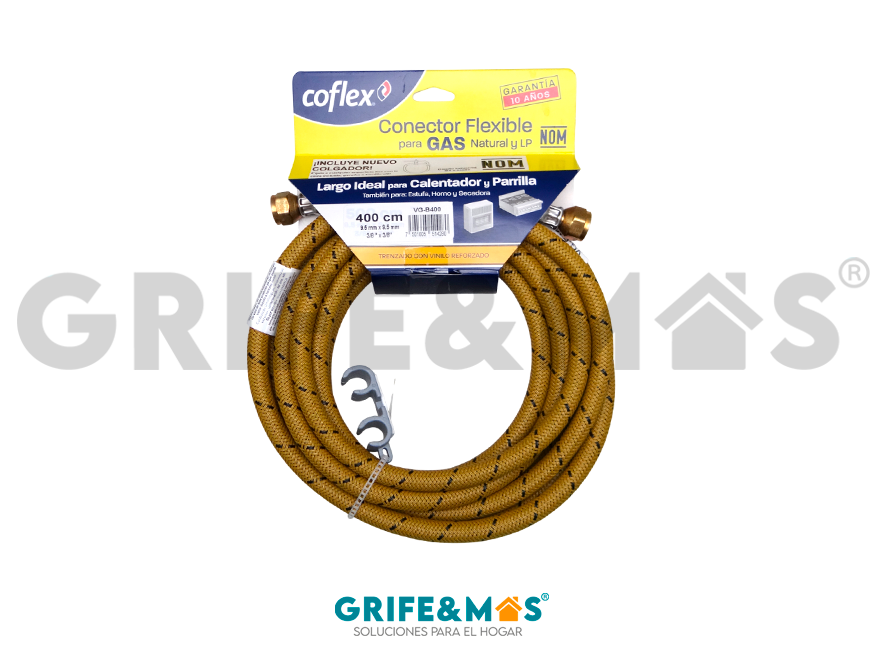 VG-B400  CONECTOR FLEXIBLE VINILO PARA GAS 3/8" X 3/8" DE 4 MT