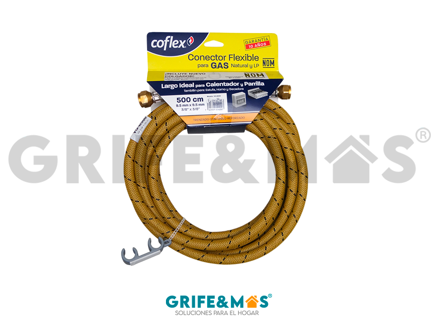 VG-B500  CONECTOR FLEXIBLE VINILO PARA GAS 3/8" X 3/8" DE 5 MT